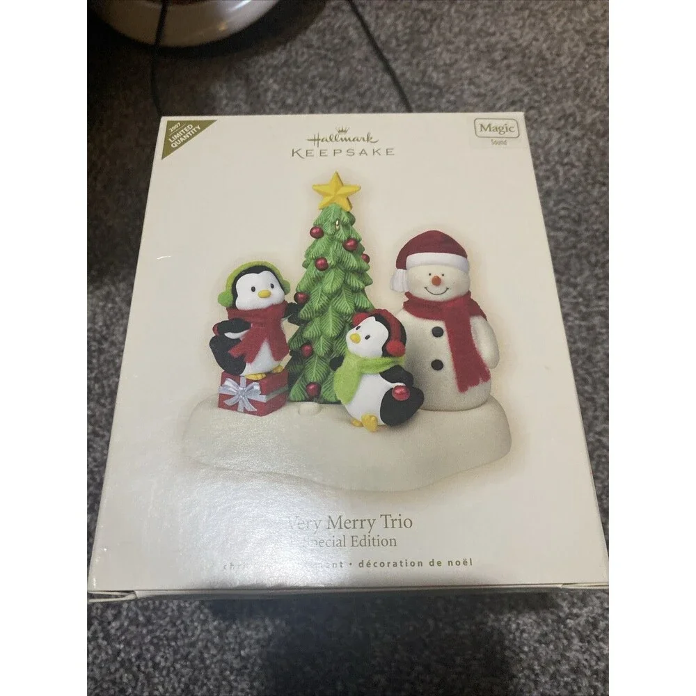 Hallmark 2007 Very Merry Trio Ltd Quantity Sound Magic Keepsake Ornament in box